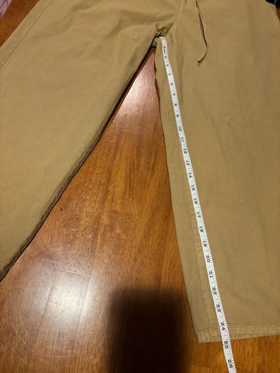 J.Crew NWT Linen Blend Wide Leg Crop Pants Tan Drawstring Elastic Waist M - Picture 13 of 15